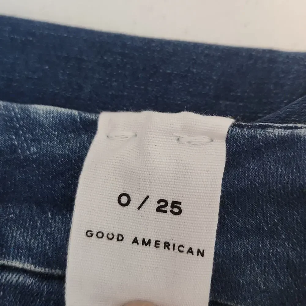 Good American Women's Good Waist Crop Jeans Size‎ 0/25 Raw Hem High-Rise Skinny